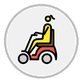 woman in motorized wheelchair