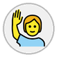 person raising hand