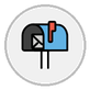 open mailbox with raised flag