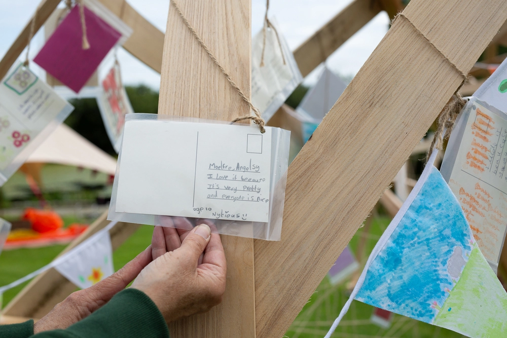 Back of postcard by , age 