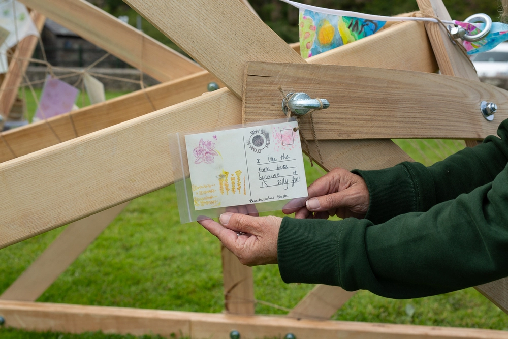 Back of postcard by , age 