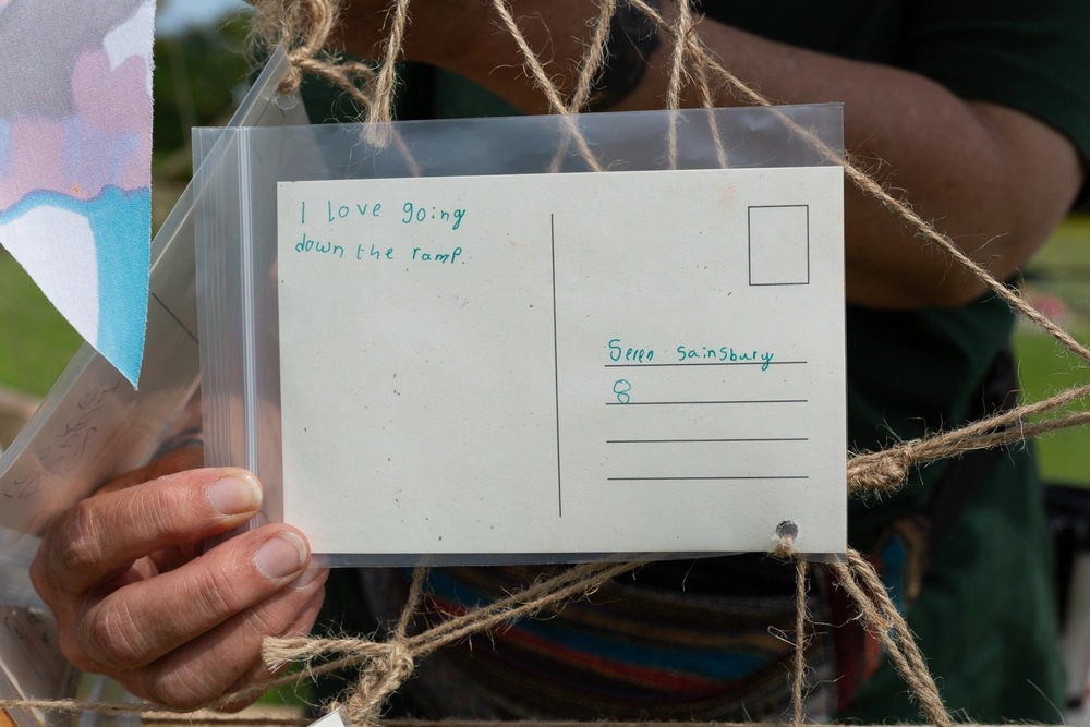 Back of postcard by , age 