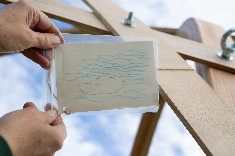 Front of postcard by , age 