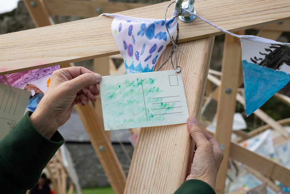 Back of postcard by , age 