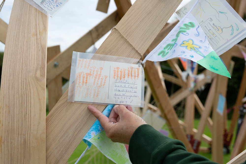 Back of postcard by , age 