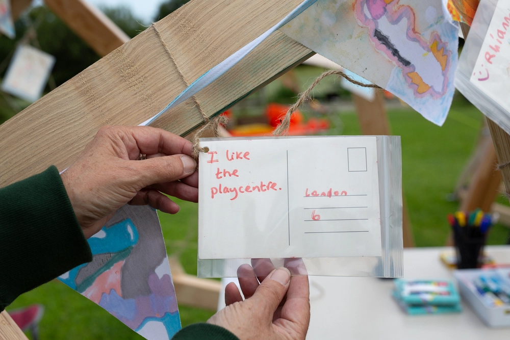 Back of postcard by , age 