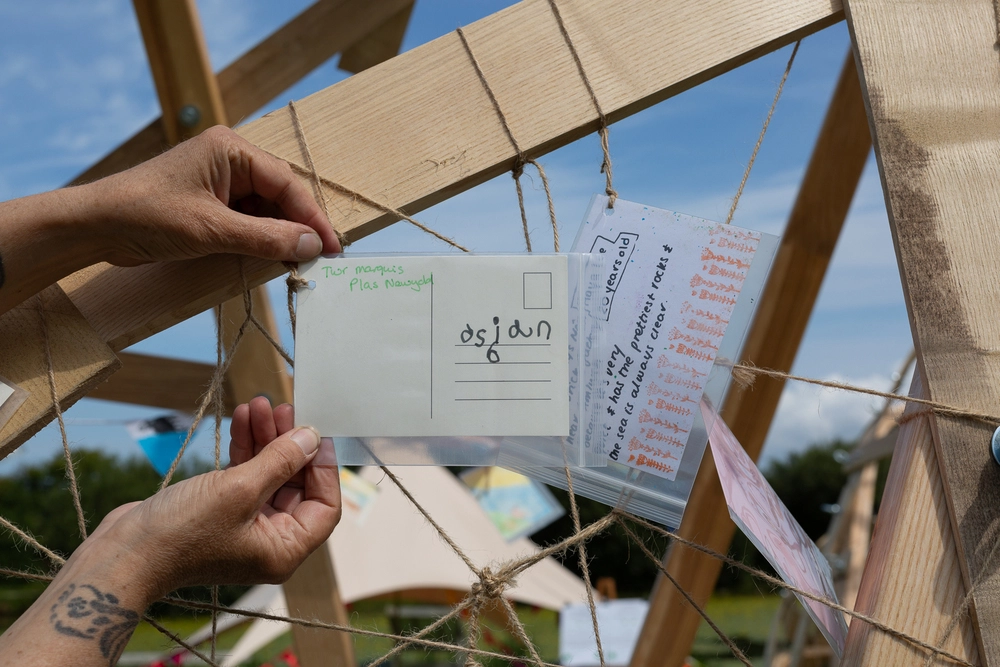 Back of postcard by , age 