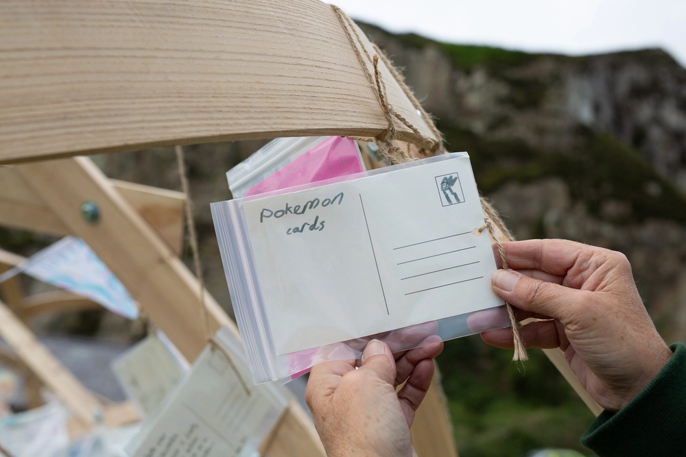 Back of postcard by , age 