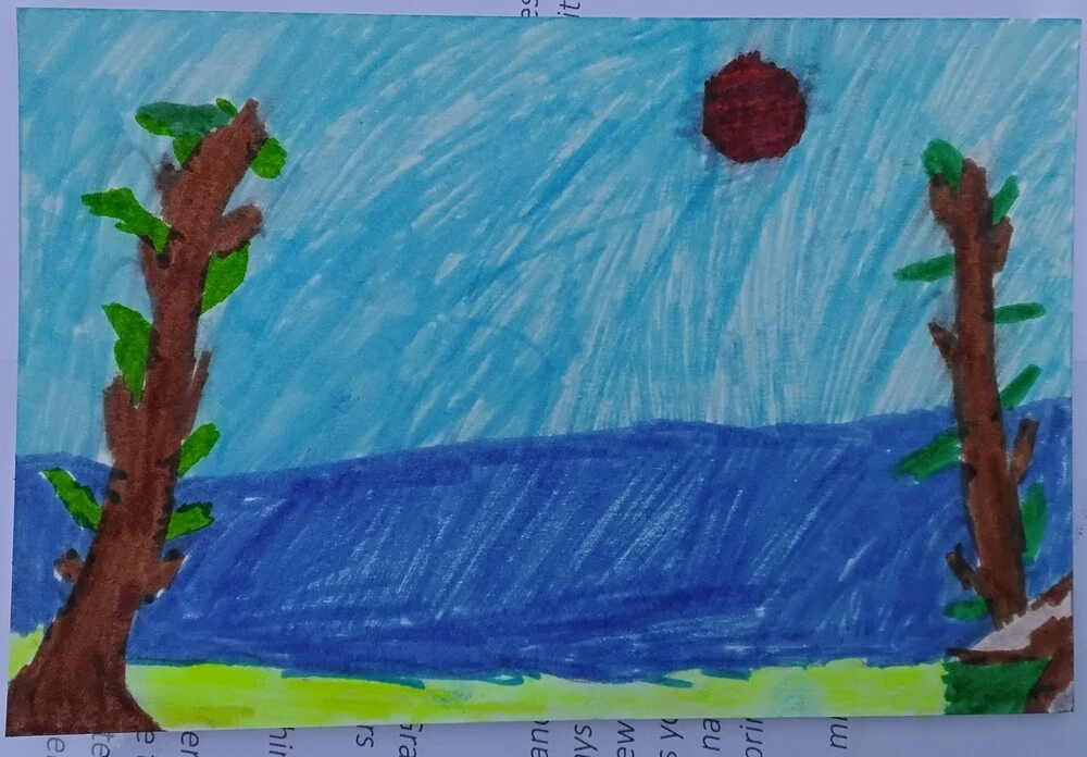 Front of postcard by , age 