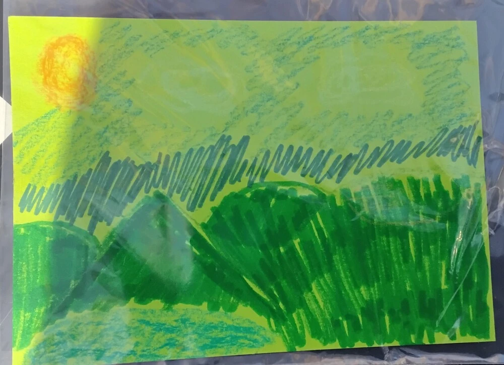 Back of postcard by , age 