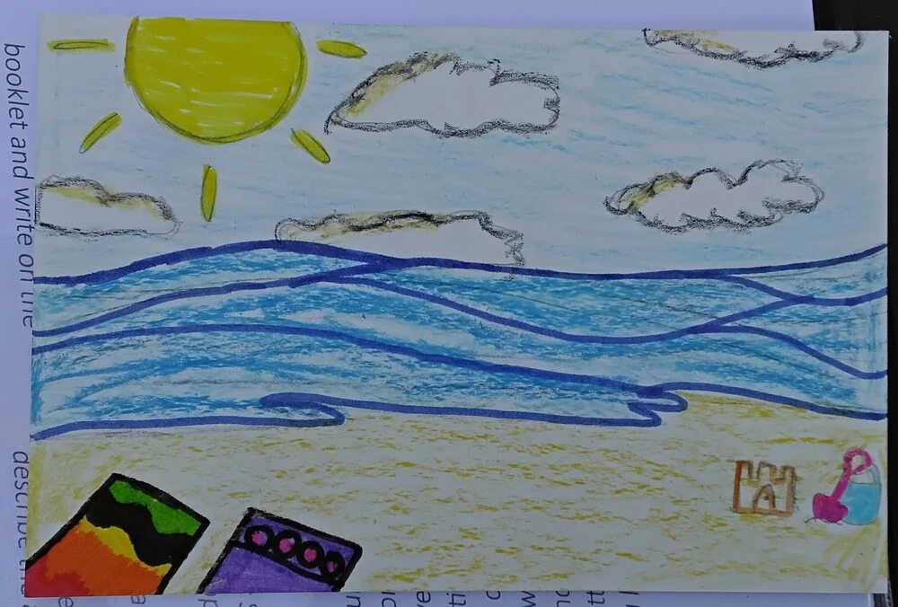 Front of postcard by , age 