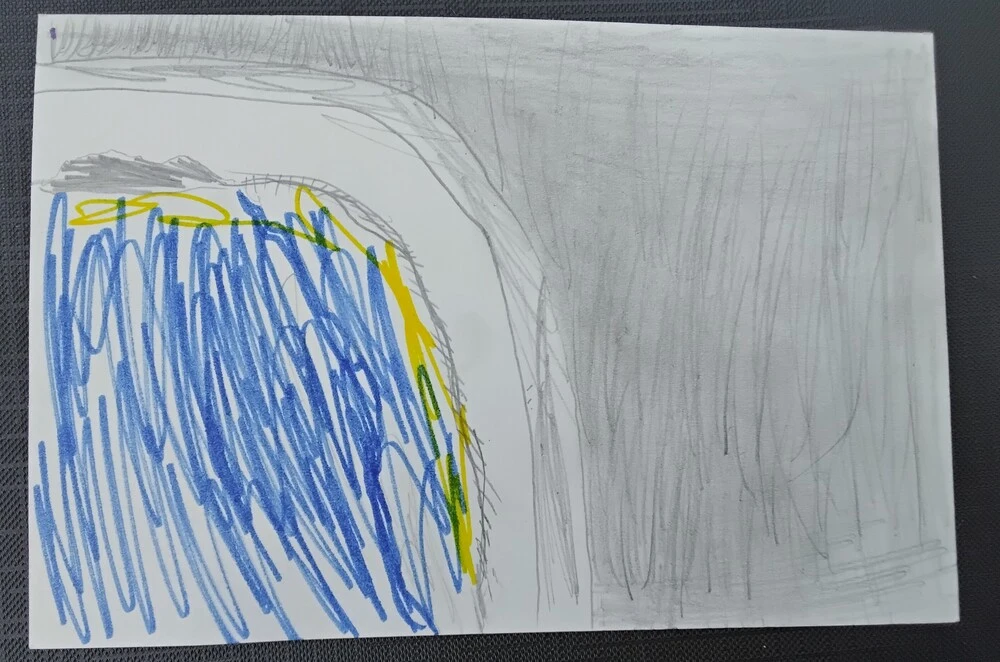 Front of postcard by , age 