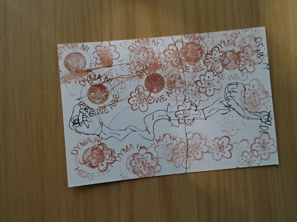 Front of postcard by , age 