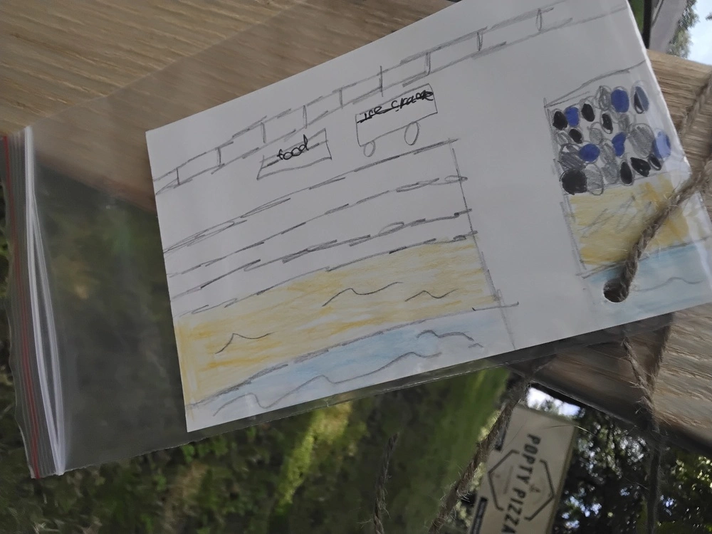 Back of postcard by , age 