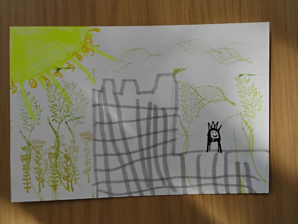 Front of postcard by , age 