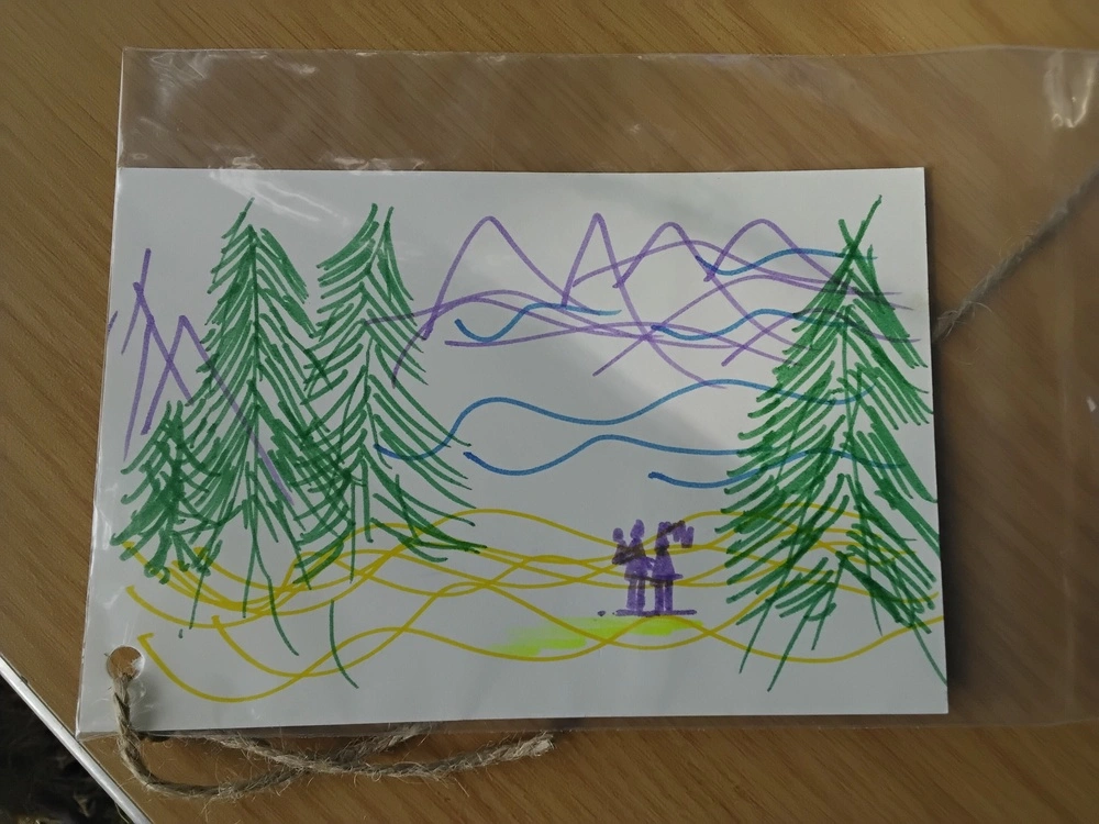 Front of postcard by , age 