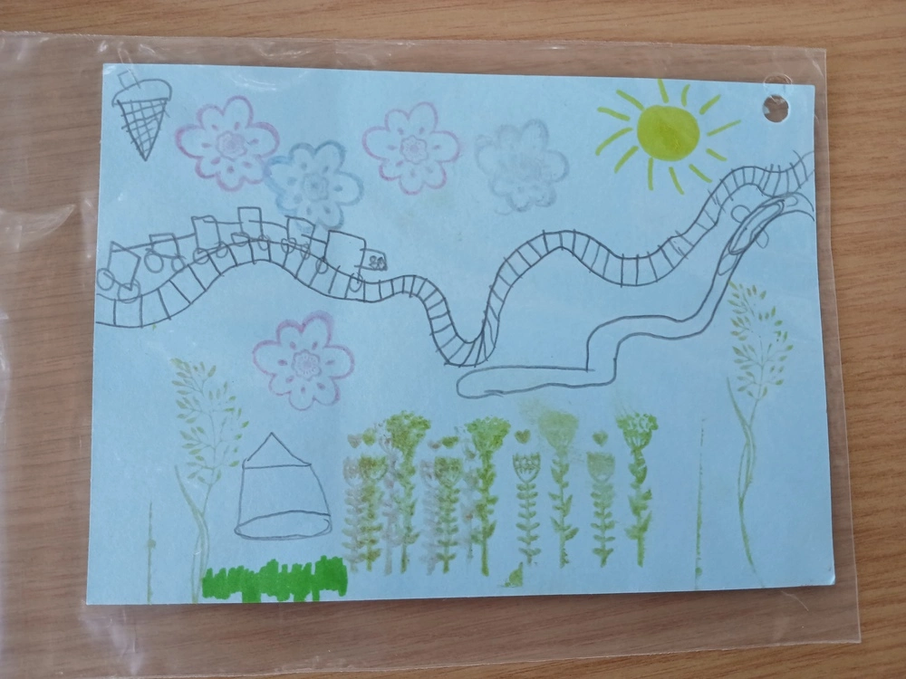 Front of postcard by , age 