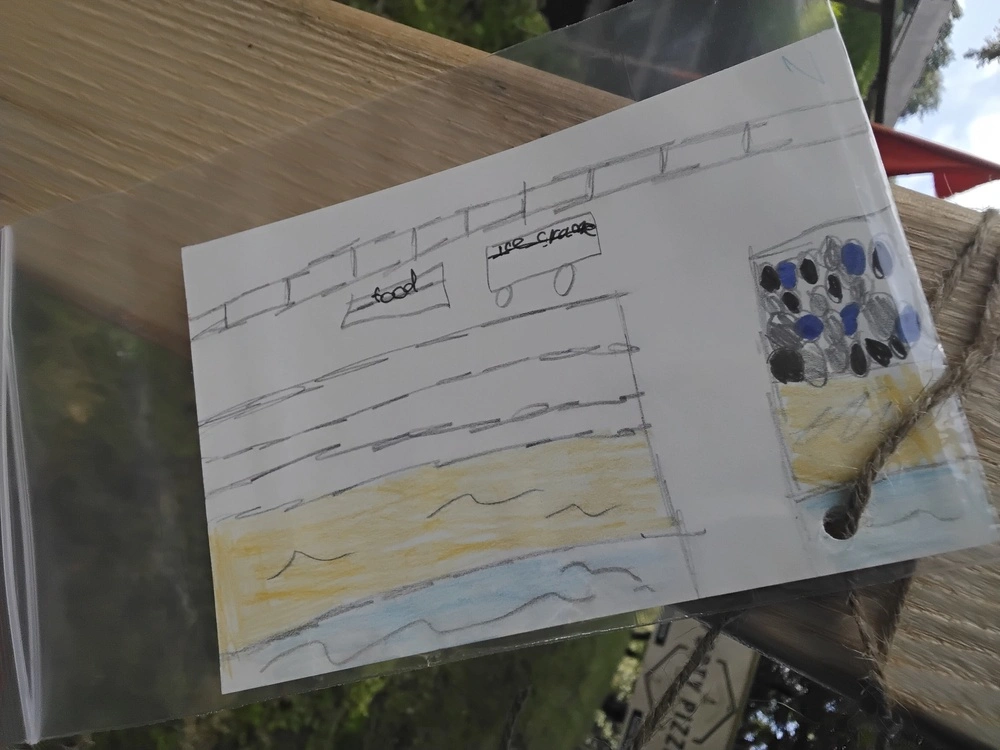 Front of postcard by , age 