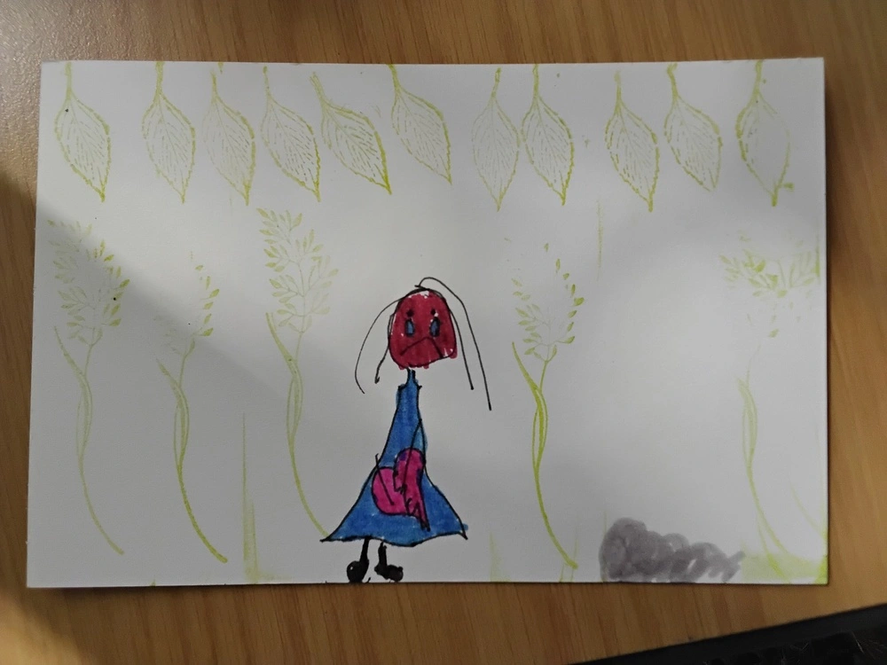 Front of postcard by , age 