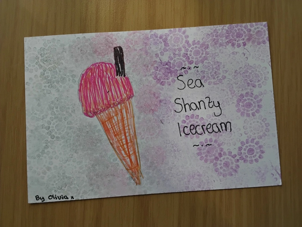 Front of postcard by , age 