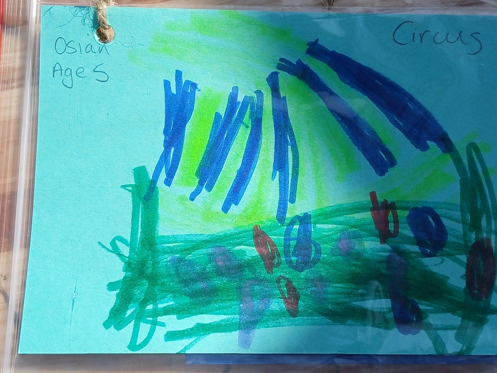 Back of postcard by , age 