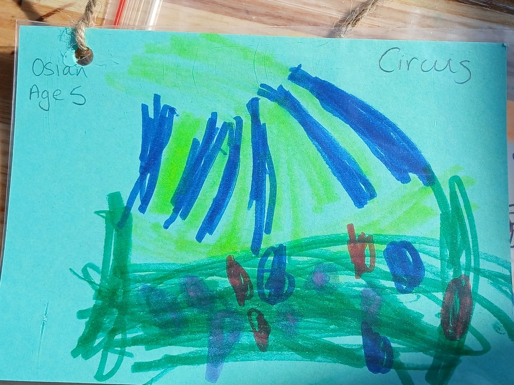 Front of postcard by , age 