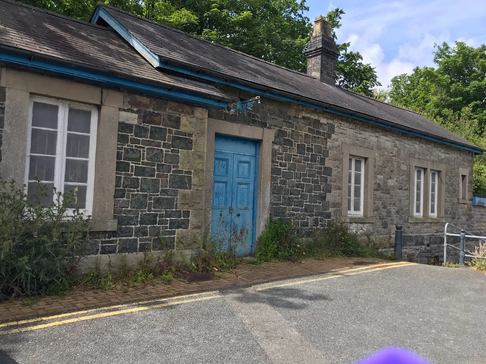 Old blue door building